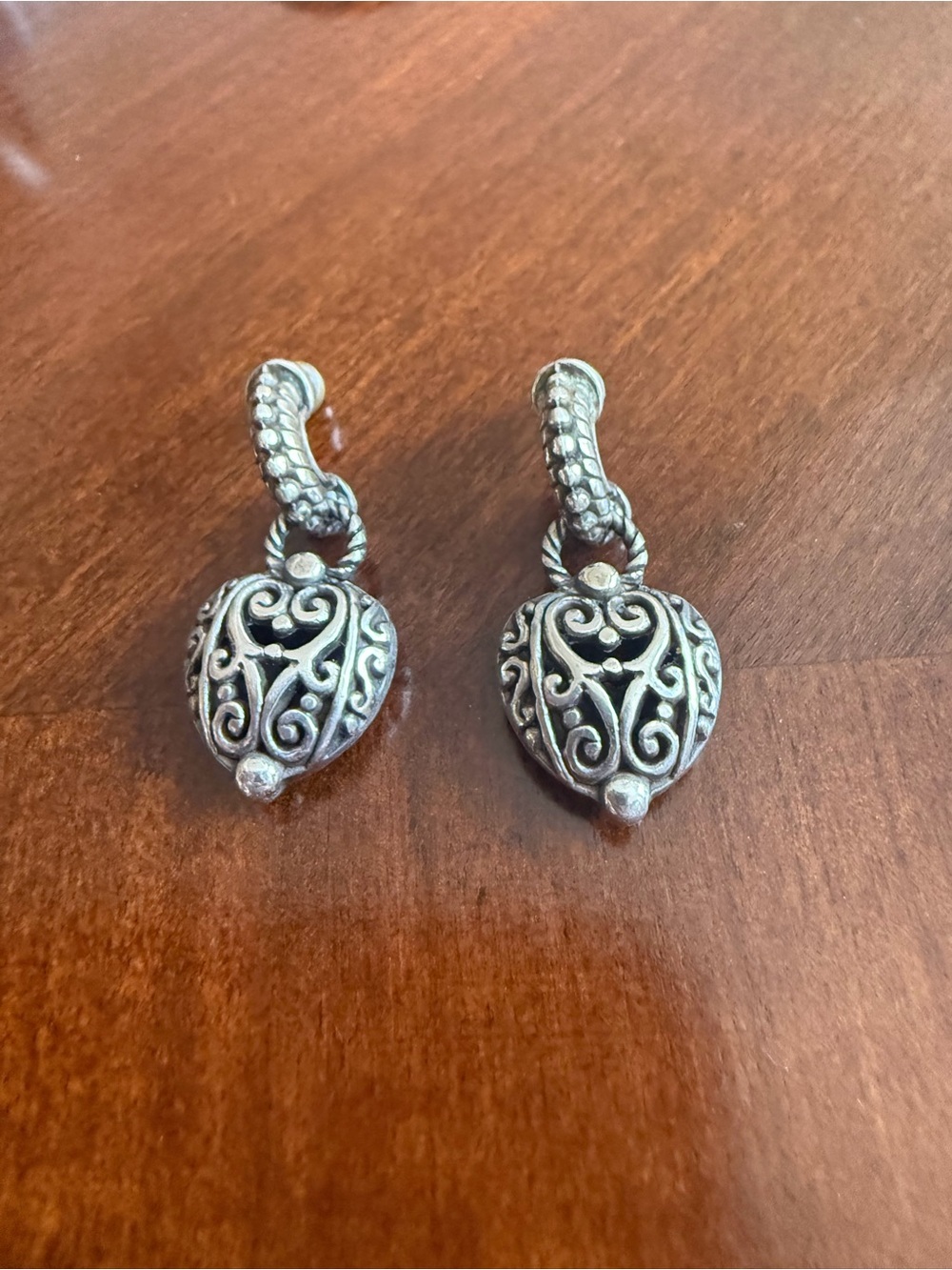Brighton "Contempo" Scroll Heart Huggie Hoop Earrings